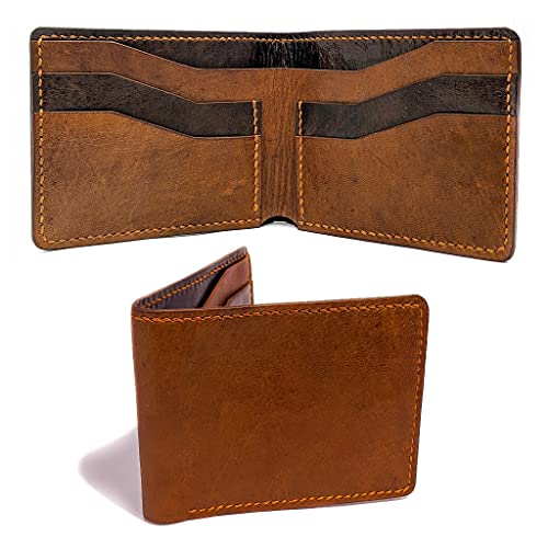 Luxury Genuine Full Grain Sheep Genuine Leather Mens Bifold Wallet RFID ...